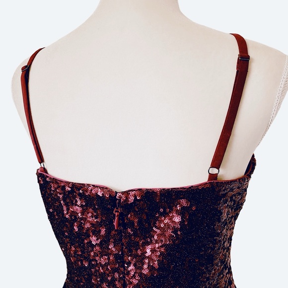 Dress The Population Kady Merlot Sequin Tiered Tulle Dress New With Tags - Picture 5 of 12